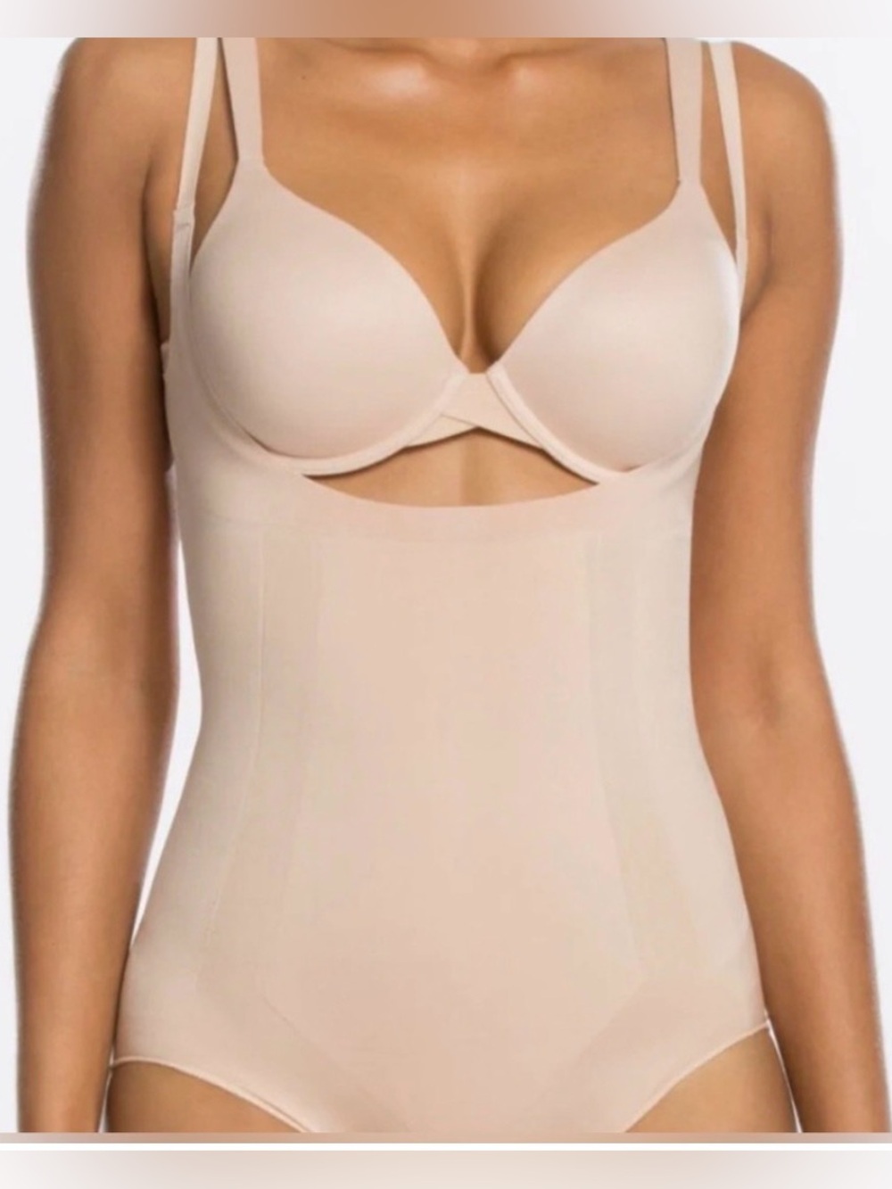 Spanx open bust shapewear nude beige medium lingerie panty